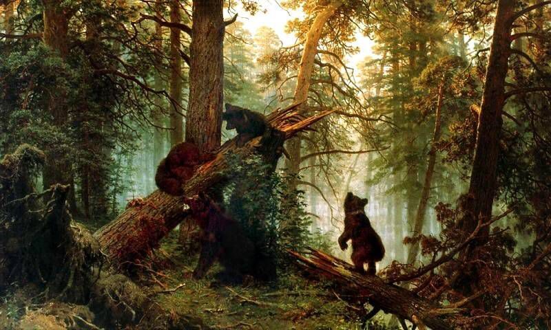 Утро в сосновом лесу (Медведи)